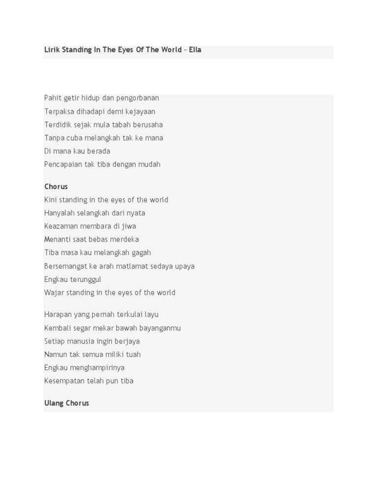 Lirik Standing in The Eyes of The World PDF