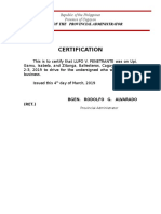 Certification of Travel Lupo