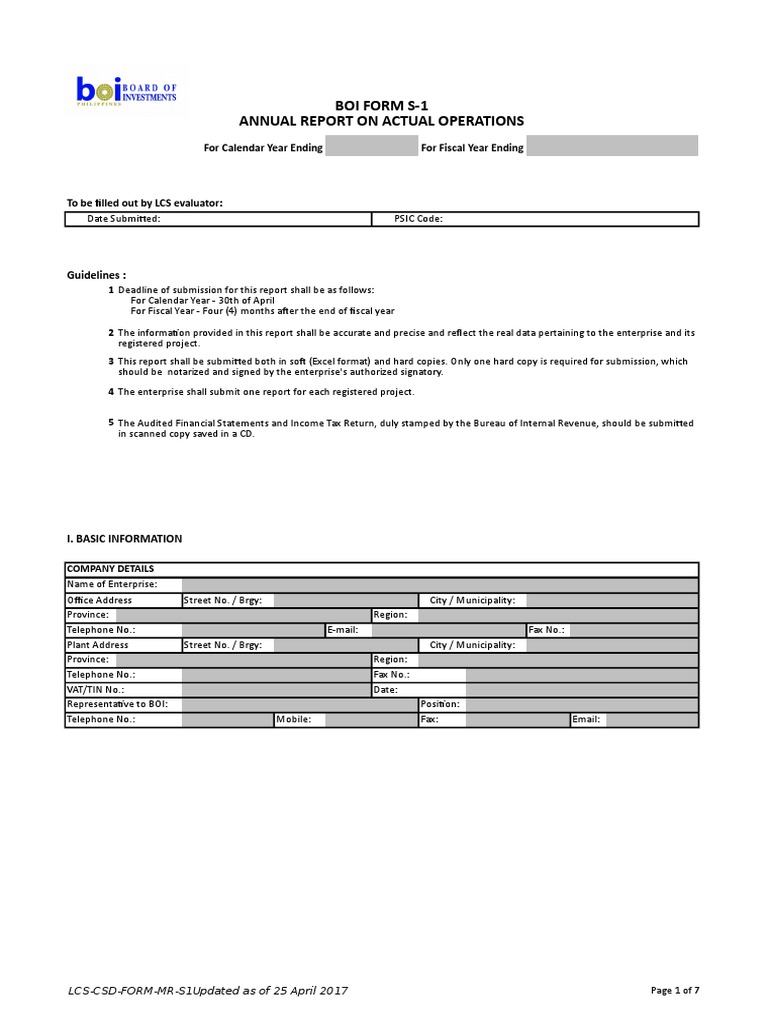 BOI S-1 Annual Operations Report | PDF | Expense | Taxes