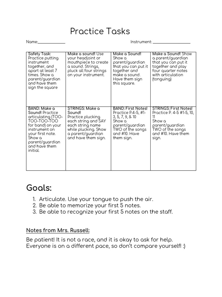 Beginning Record Sheets