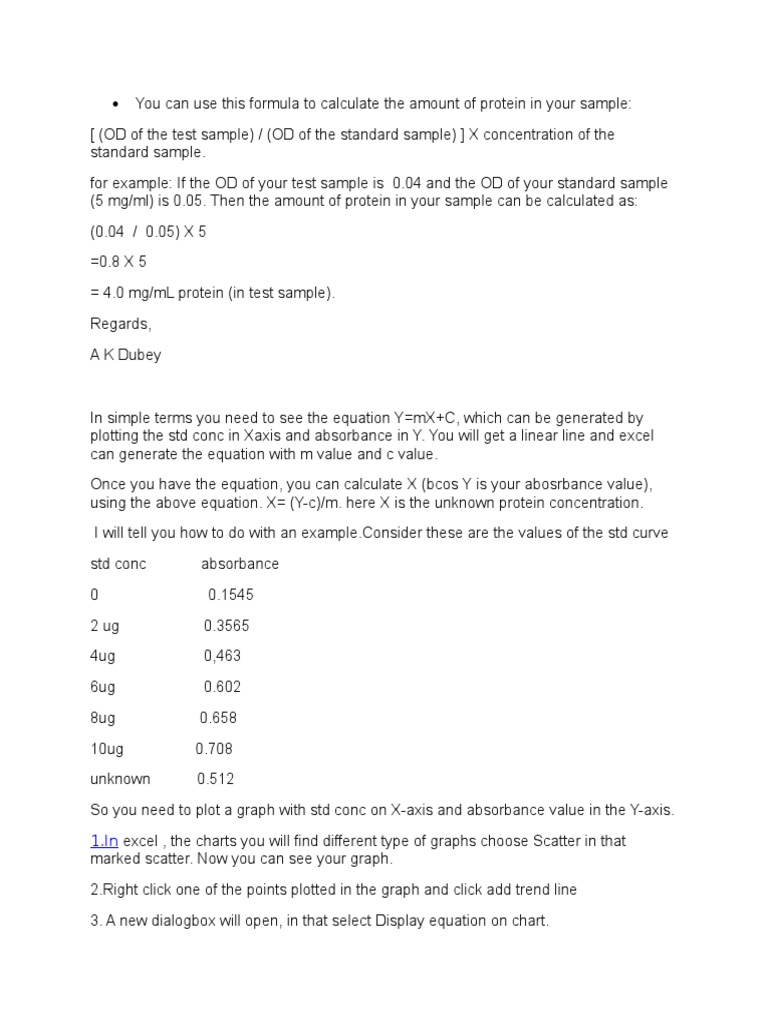 Protein Calculation PDF Analytical Chemistry Analysis
