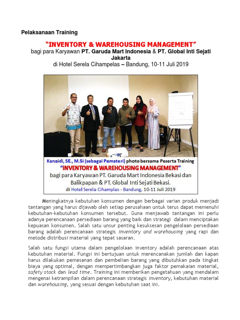 Training Inventory & Warehousing | PDF