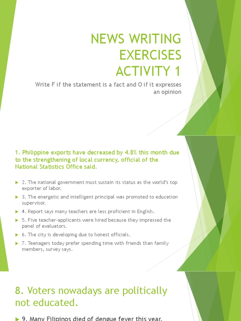 Campus Journalism News Writing Exercises | PDF | Philippines | Government