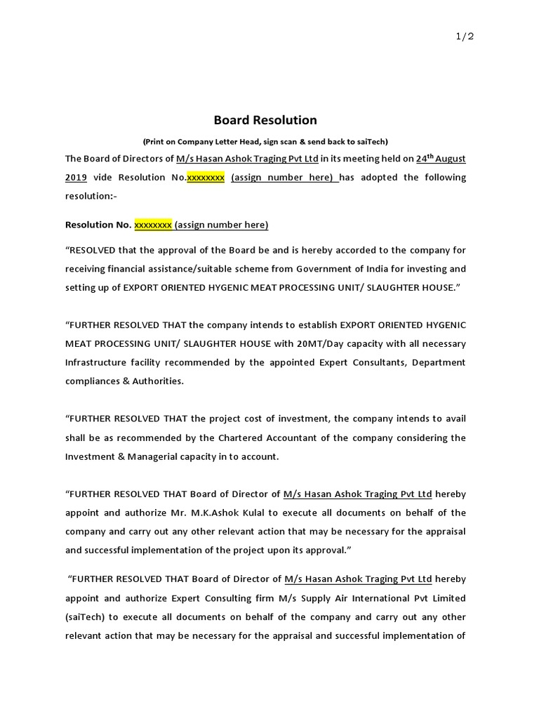 Resolution For Meat Processing Unit PDF