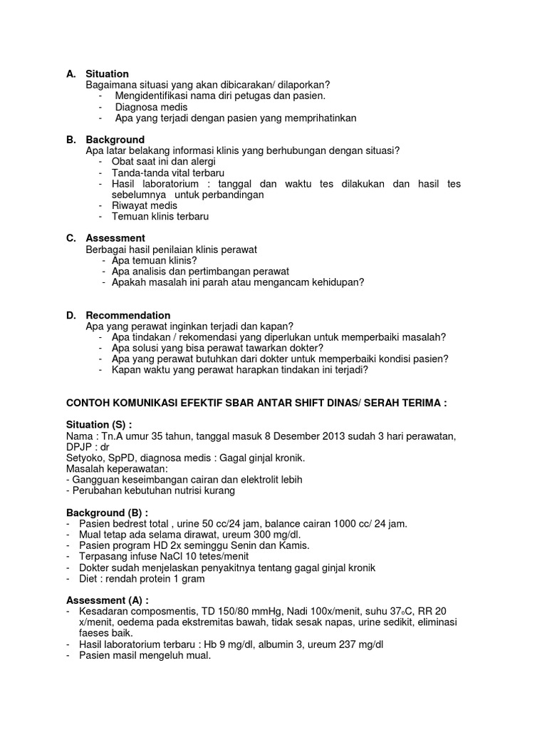 Komunikasi Efektif SBAR untuk Perawat | PDF