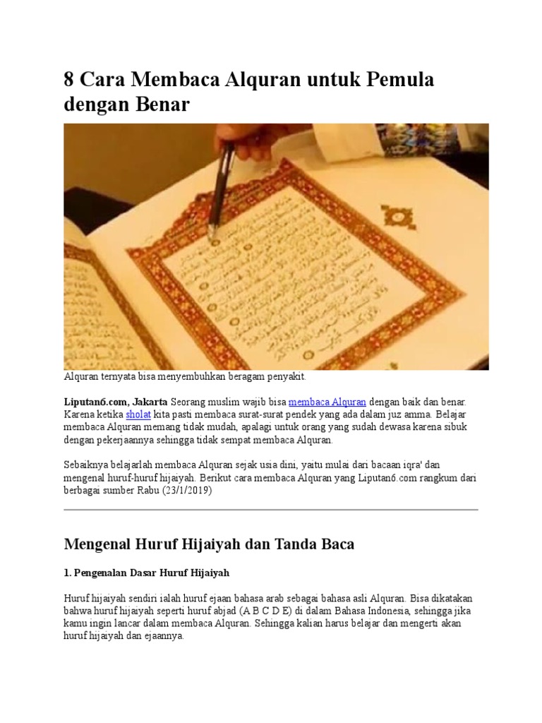 8 Cara Belajar Membaca Al Qur An Pdf