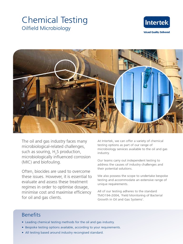 Oilfield Microbial Chemical Testing | PDF | United Arab Emirates | Biology