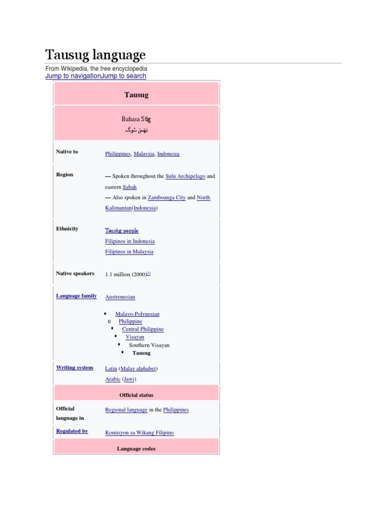 Tausug Language Languages Language Arts Discipline