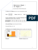 Statistics Revision Sheet - Question 6 of Paper 2: Values of No Values of Sum