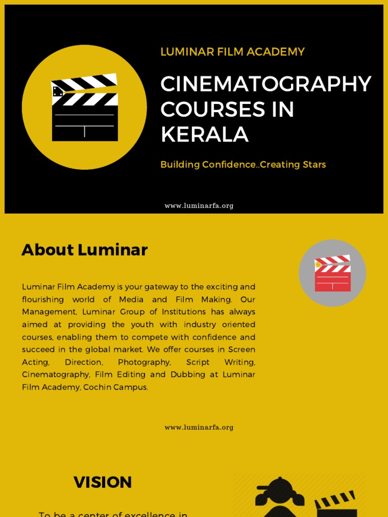Cinematography Courses in Kerala Luminar Filim Academy PDF