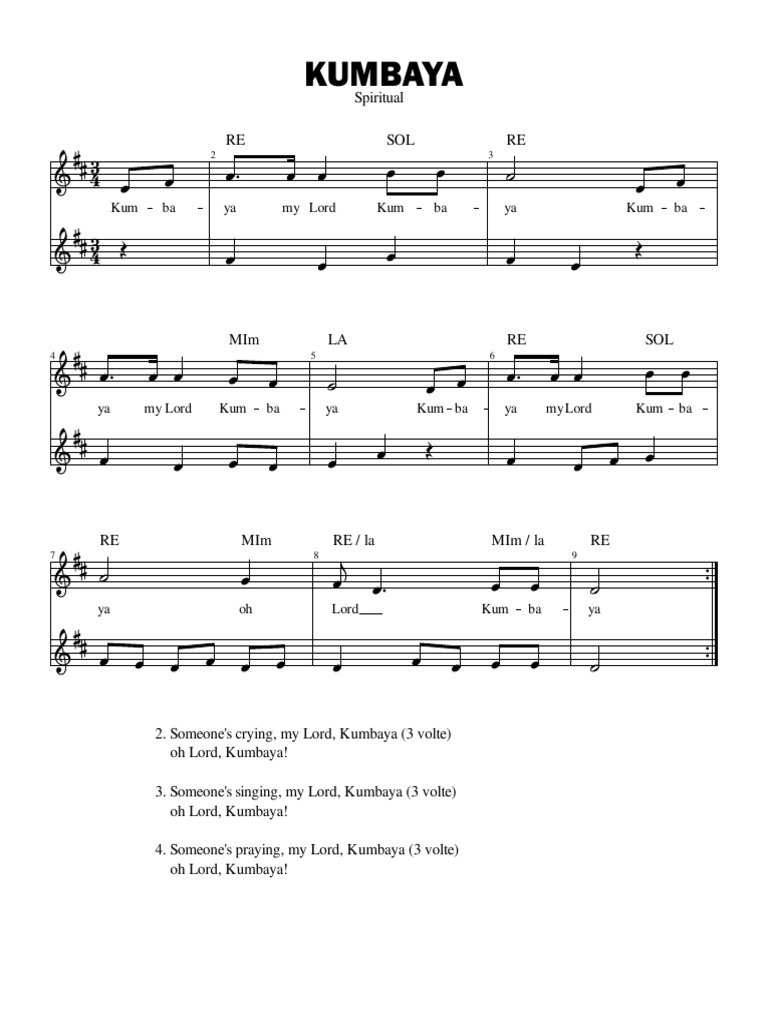 Kumbaya Kum Ba Ya My Lord Kum Ba Ya Kum Ba PDF Anonymous Works