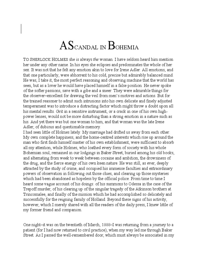 02 A Scandal in Bohemia PDF A Scandal In Bohemia Irene Adler