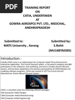 Training Report ON Catia, Undertaken AT Gowra Aerospce Pvt. LTD., Medchal, Andhrapradesh