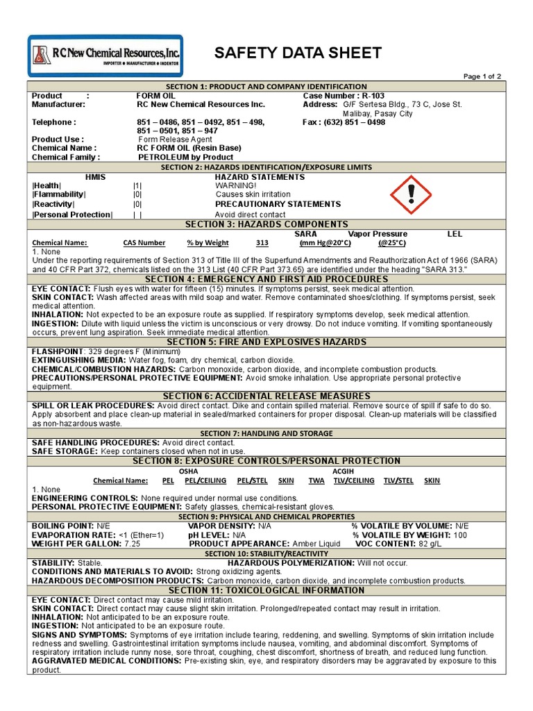 RC Form Oil | PDF | Volatile Organic Compound | Combustion