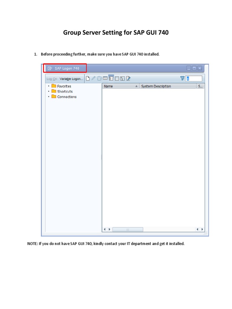 Group Server Setting in SAP GUI 740 PDF
