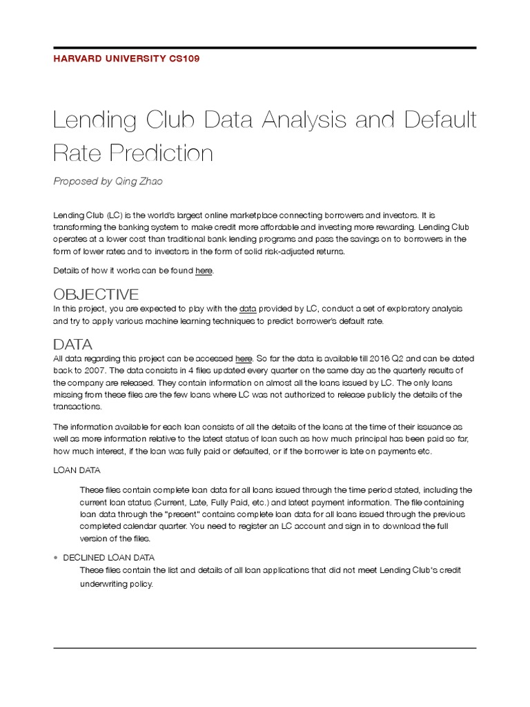 Lending Club Data Analysis PDF PDF Lending Club Loans
