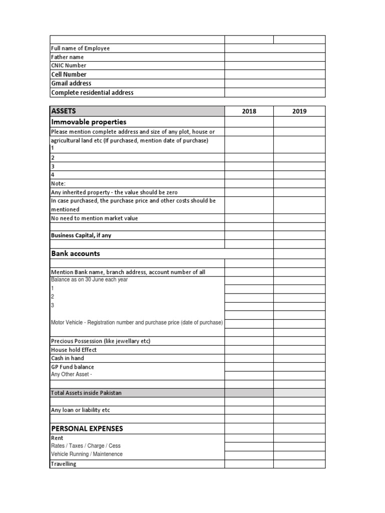 Employee Financial Disclosure Template | PDF