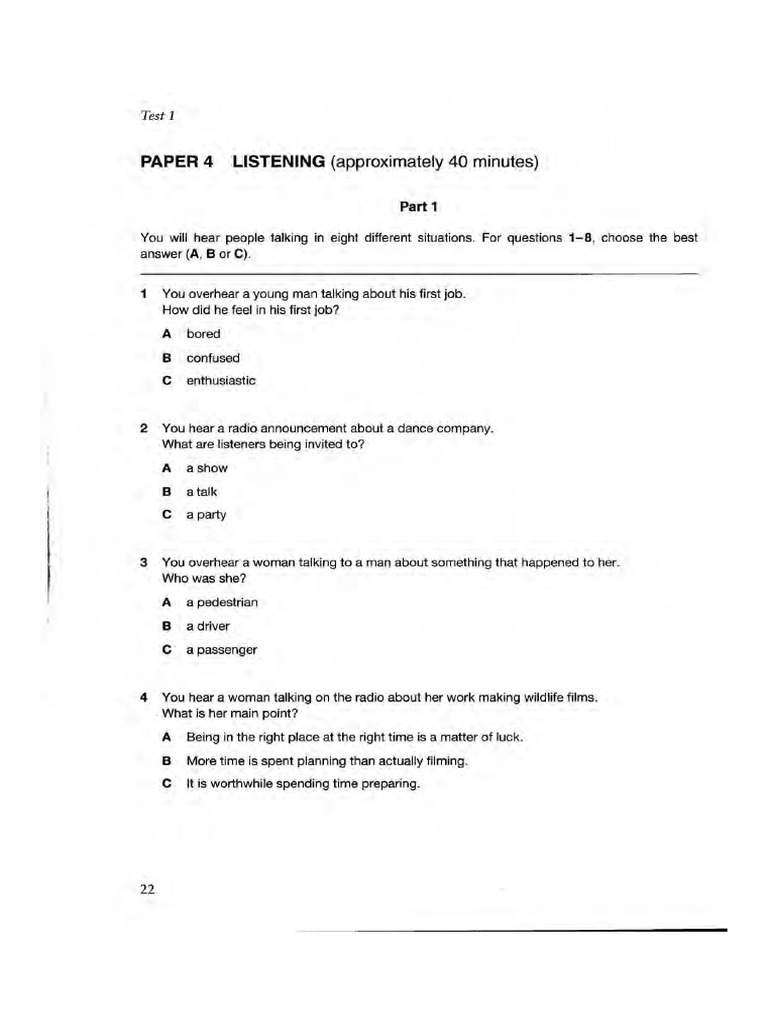 Listening FCE 3 Tests 1 and 2 | PDF