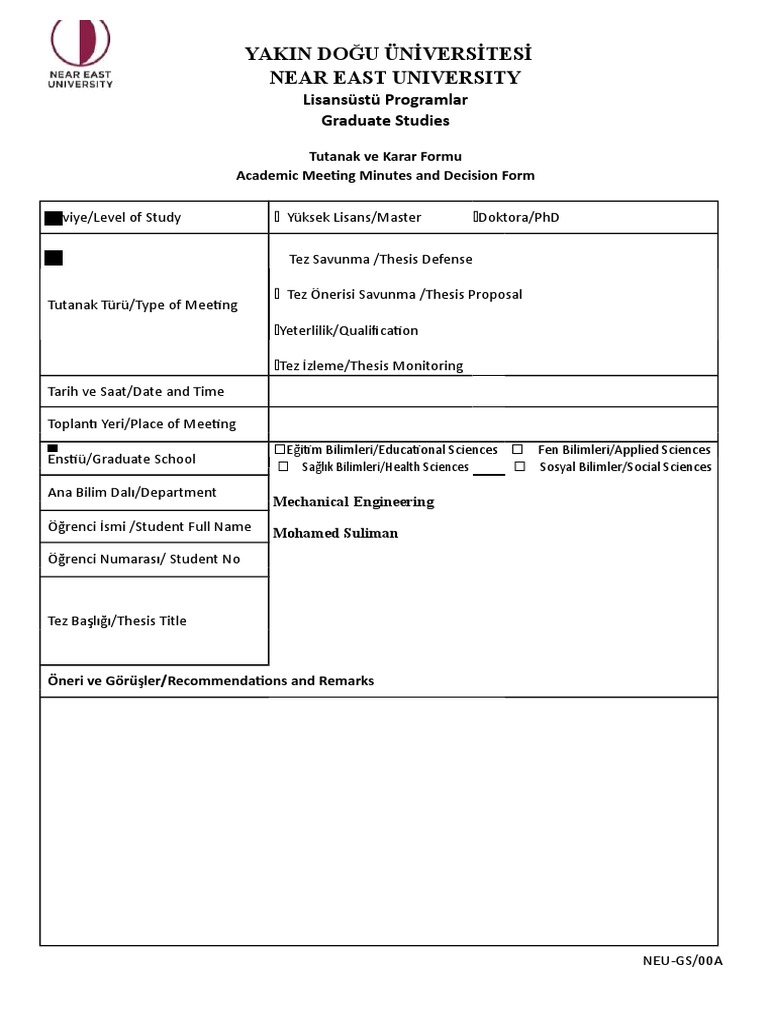Graduate Thesis Defense Form | PDF