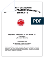 Faculty of Education: Regulations and Syllabus For Two Years M. Ed. Programme