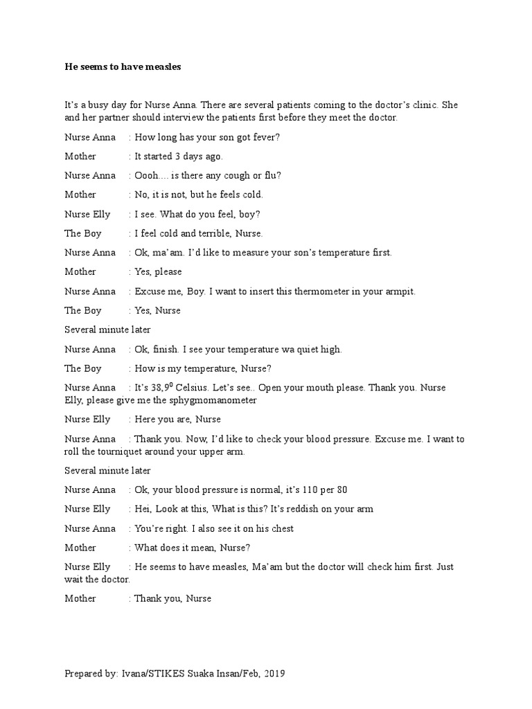 Nurse-Patient Dialogue Examples | PDF | Health Care | Clinical Medicine