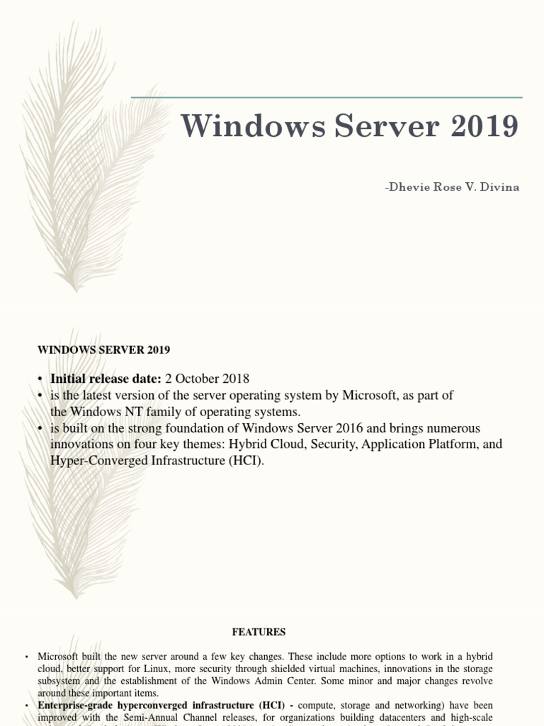 Key Features of Windows Server 2019 | PDF | Cloud Computing | Hyper V