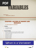 Variables: Prepared By: Belly Jane P. Larracas