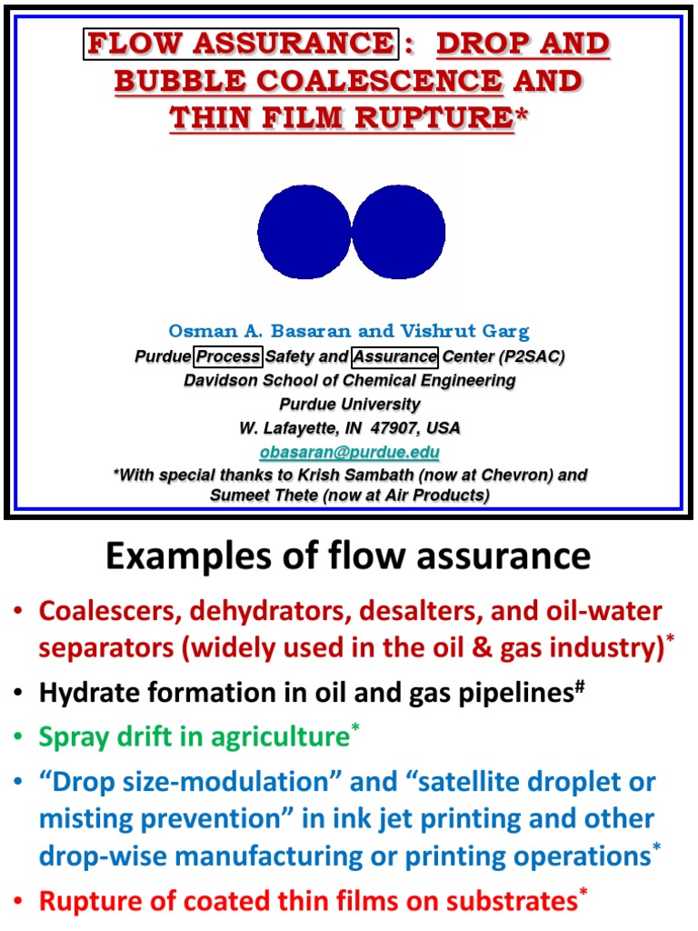 Flow Assurance: Coalescence Dynamics | PDF | Foam | Fluid Dynamics