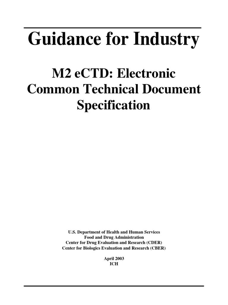 Guidance For Industry M2 eCTD Electronic Common Technical Document Specification PDF File