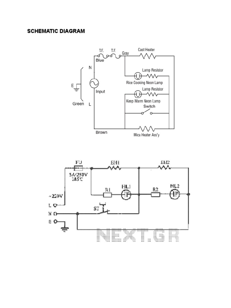 Schematic Diagram (Rice Cooker) PDF Thermostat Switch