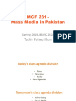 MCF 231 - Mass Media in Pakistan: Spring 2019, BSMC 2K18 Tashin Fatima Khan