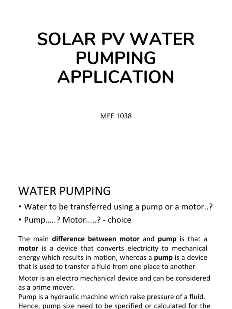 Solar PV Water Pumping Guide | PDF | Science & Mathematics | Computers