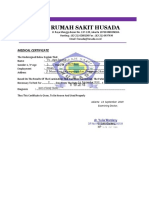 Rumah Sakit Husada: Medical Certificate