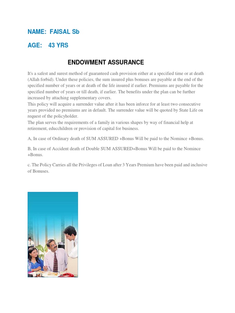 State Life Endowment Assurance Overview | PDF | Personal Finance ...
