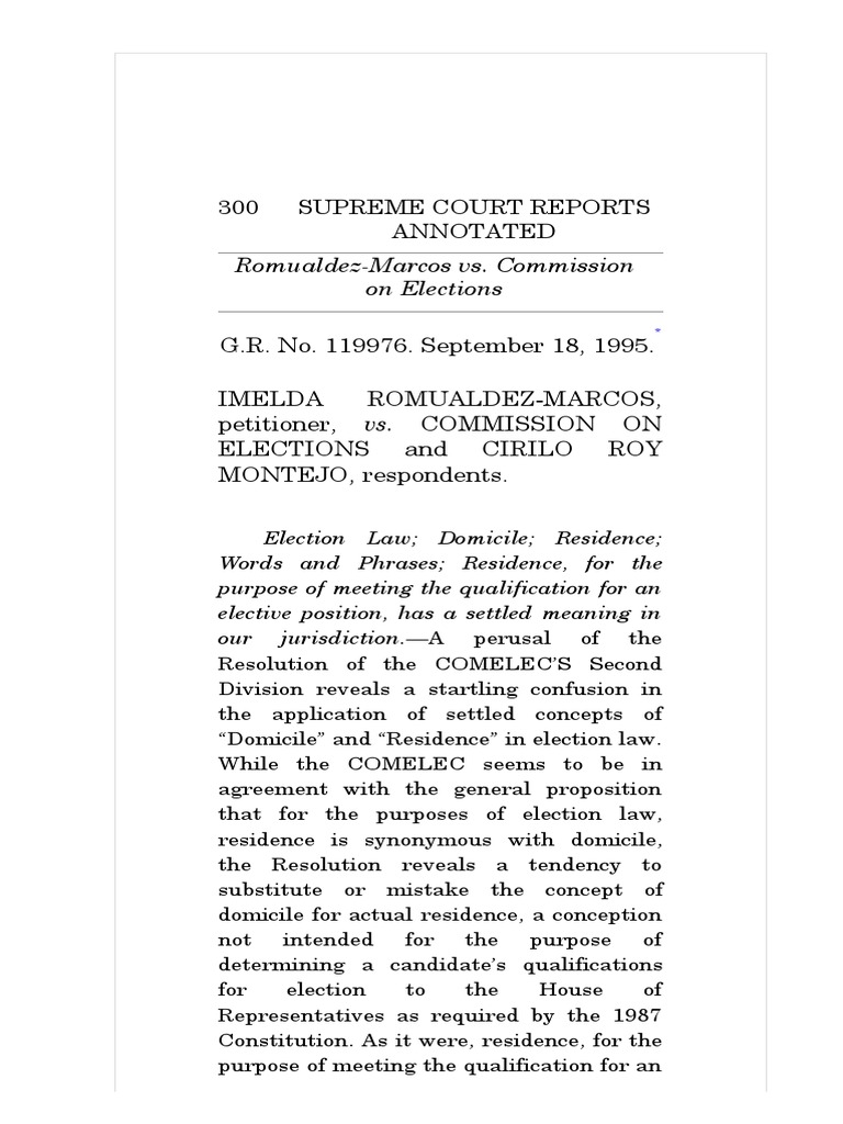 Romualdez marcos vs comelec pdf domicile law marriage