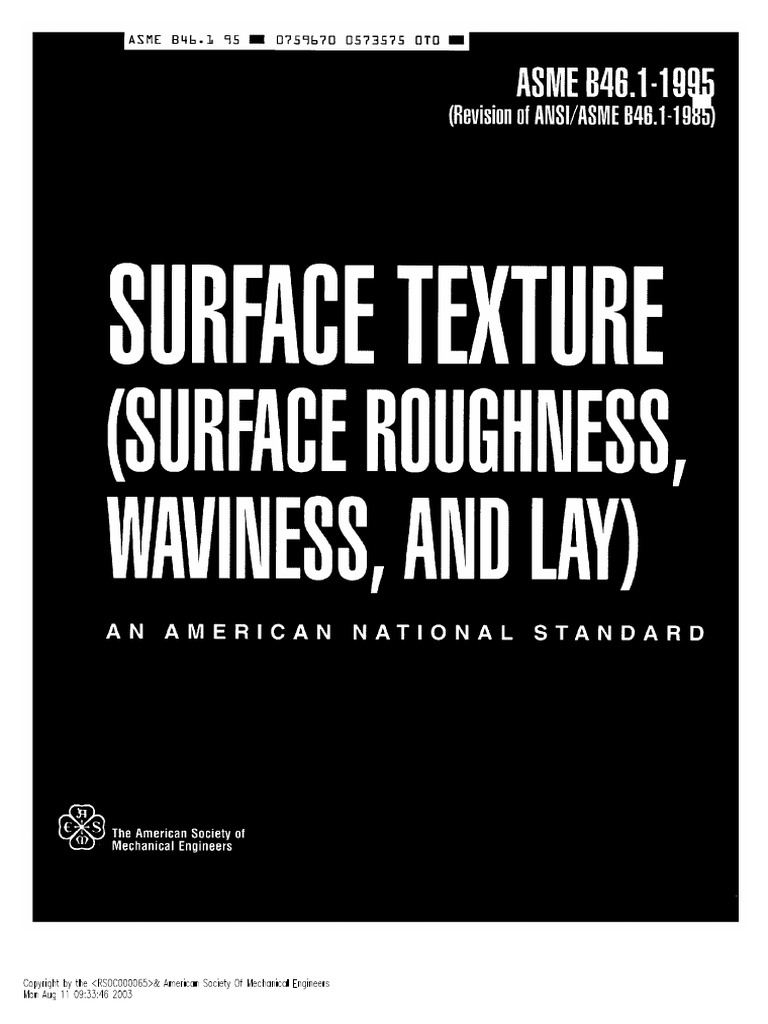 ASME, ANSI B46.1 1995 Surface Roughness, Waviness, and Lay PDF PDF