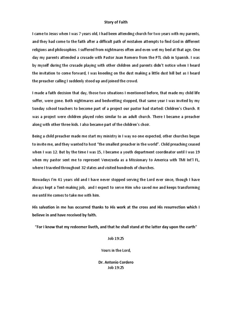 Personal Testimony of Faith Journey | PDF
