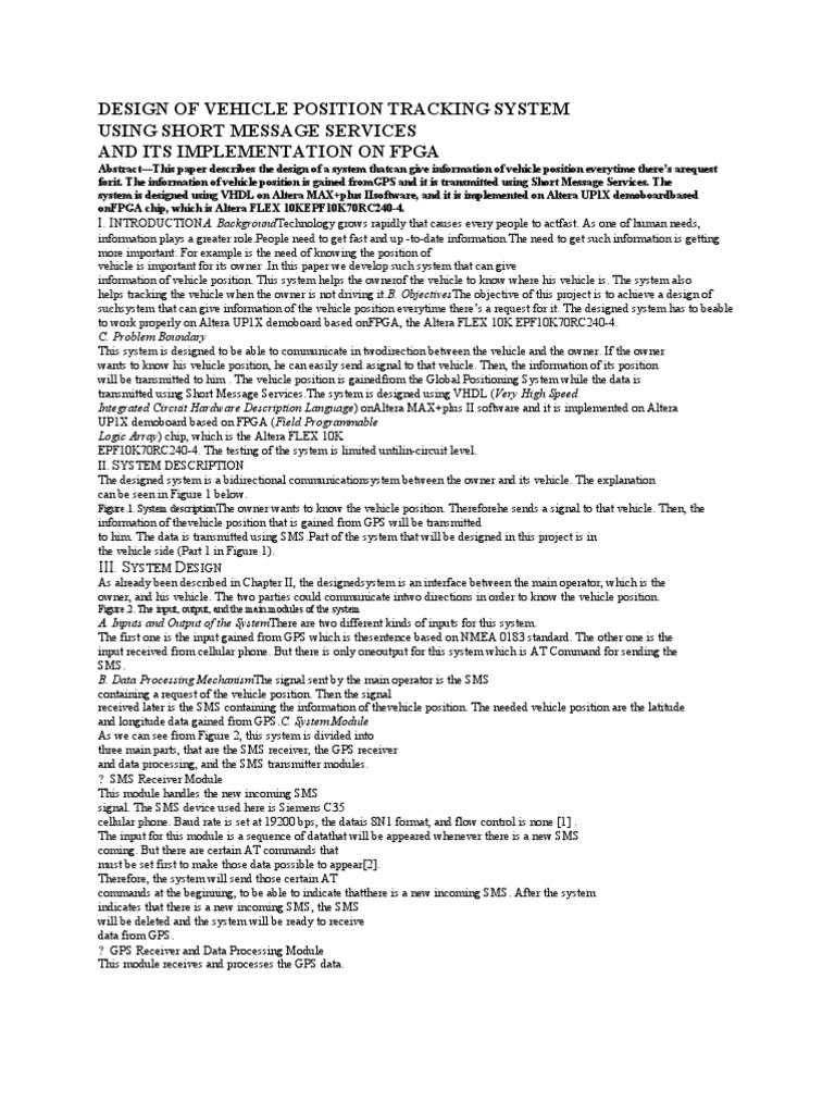 Design of Vehicle Position Tracking System | PDF | General Packet Radio ...