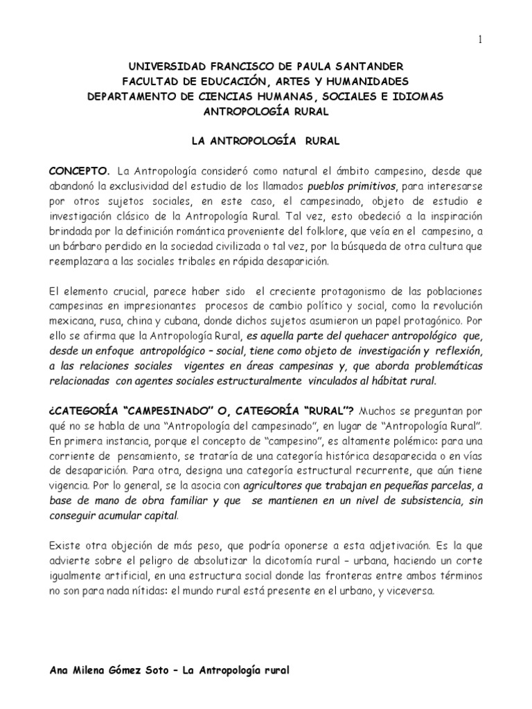 Definición de Antropología Rural | PDF | Antropología | Área rural
