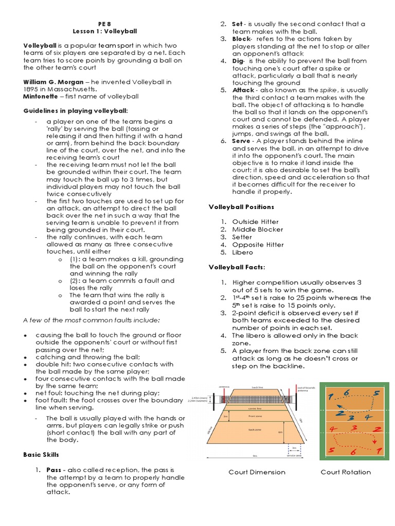 Volleyball Notes PDF PDF Volleyball Leisure