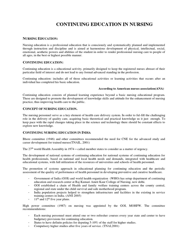 Continuing Nursing Education Updates | PDF | Nursing | Adult Education