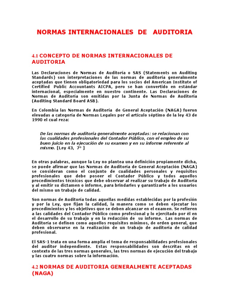 Normas Internacionales de Auditoría | PDF | Contralor | Contador