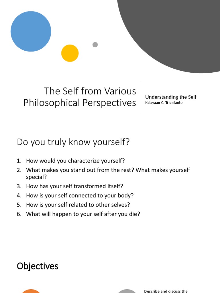 Lesson 1. The Self From Various Perspectives | PDF | Philosophy Of Self ...