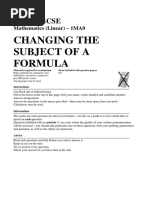 Changing The Subject of A Formula: Edexcel GCSE