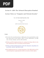 Lecture 8: AES: The Advanced Encryption Standard Lecture Notes On "Computer and Network Security"