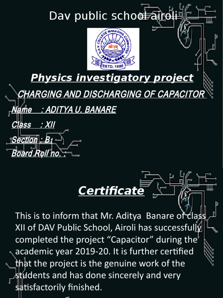 Class 12 Physics Project: Capacitor | PDF | Capacitor | Voltage