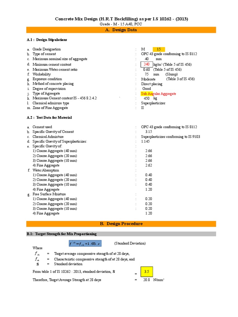 Concrete Mix Design PDF Construction Aggregate Concrete
