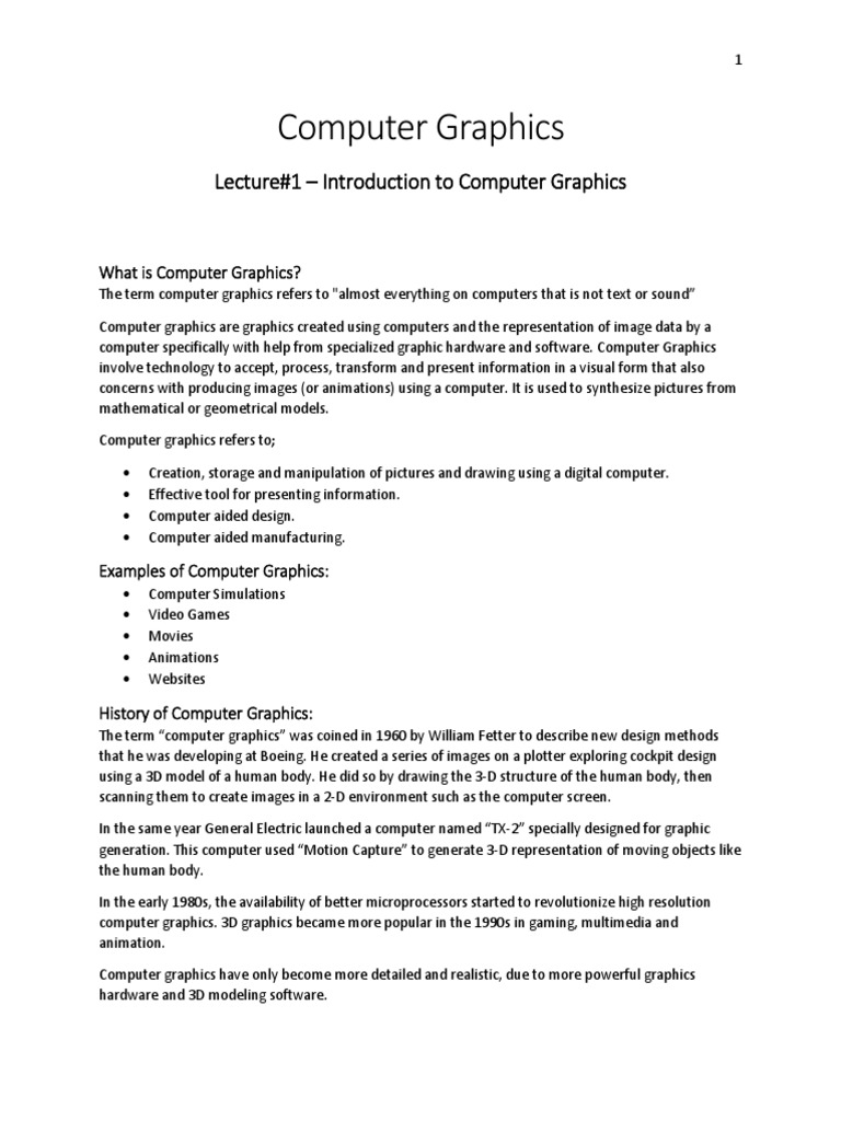 Intro To Computer Graphics | PDF | Pixel | Computer Graphics