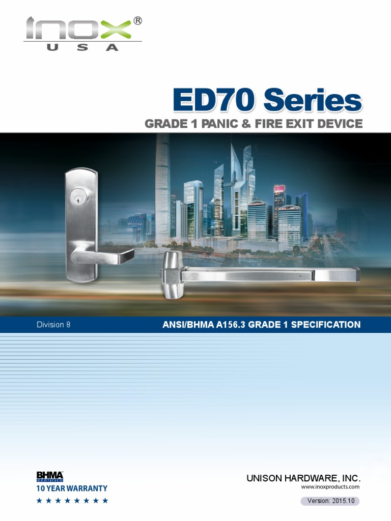 Grade 1 Panic & Fire Exit Device Ansi/Bhma A156.3 Grade 1