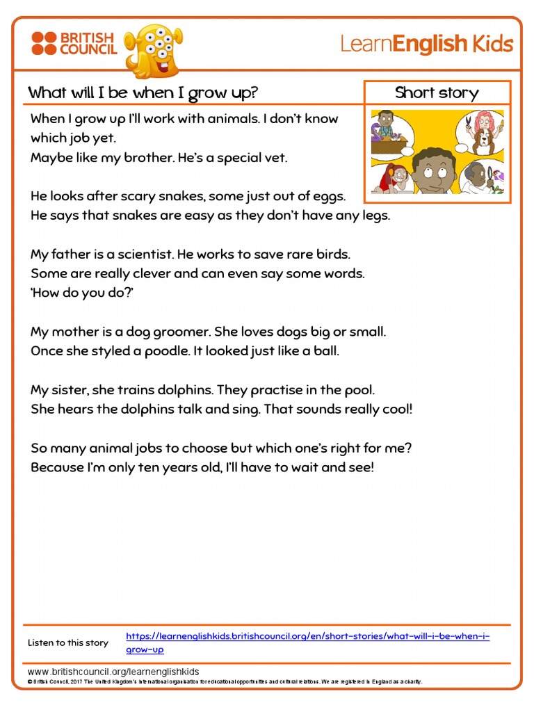 Short Stories What Will I Be When I Grow Up